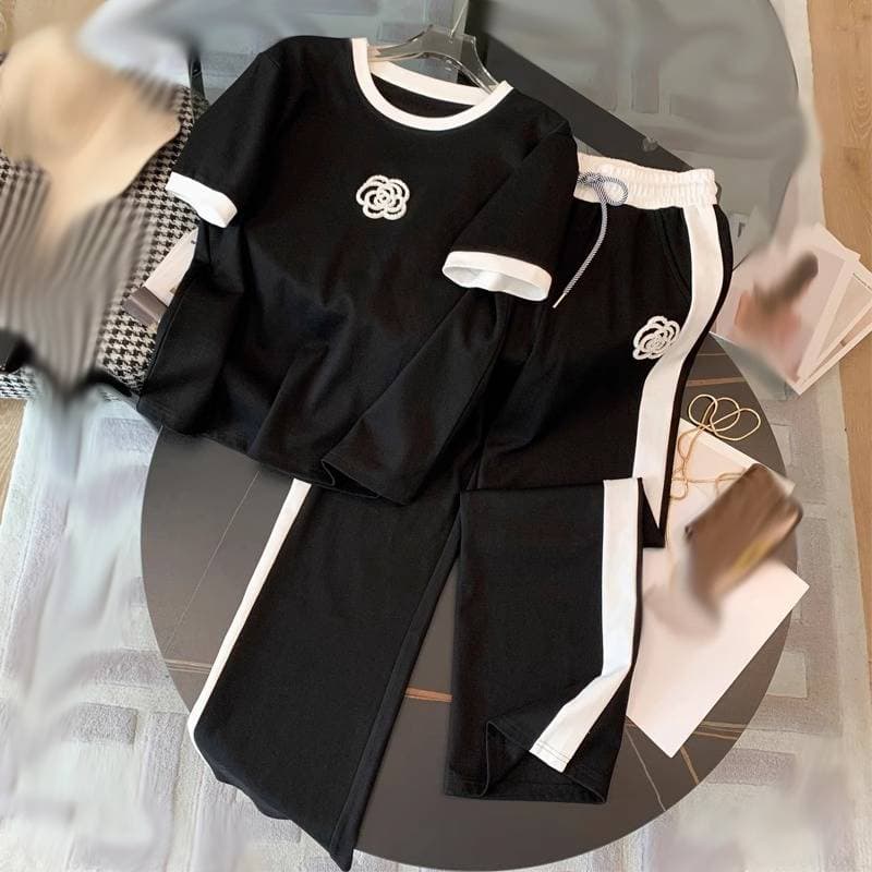 Women's Clothing High-end Casual Sports Suit For Women Thin Style, Fashionable And Fashionable, Age-reducing Wide-leg Pants, Fashionable Two-piece Set