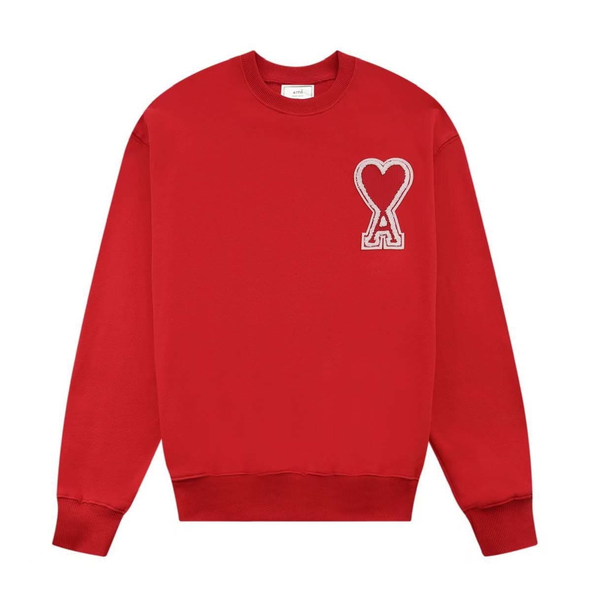 Sweat-shirt à col rond brodé AMI Heart A pour femme, manches longues, style décontracté