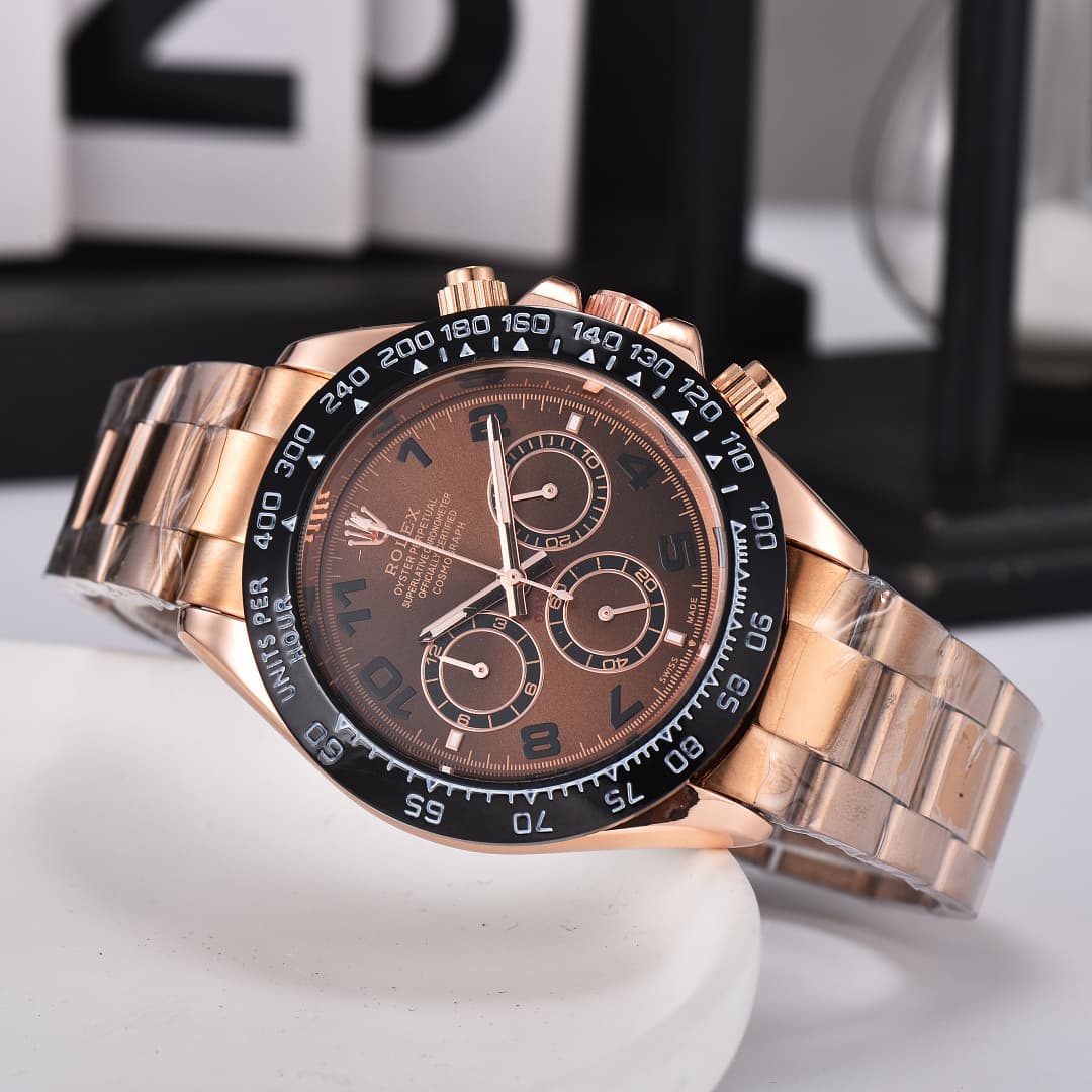 Montre de luxe pour homme Rolex, style business, à six aiguilles et cadran classique à trois sous-cadrans.