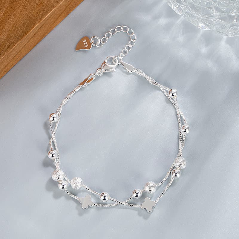 New Sacked Double-layer Sand Bead Clover Bracele Female Niche, Simple Birhday Gif For Girlfriend, Exquisie And