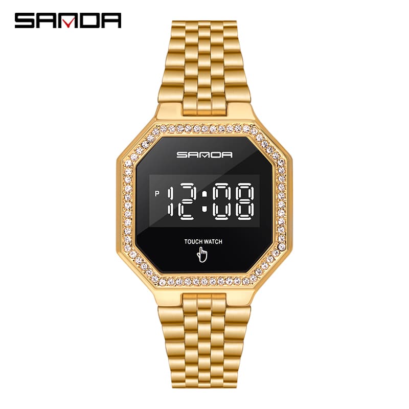 SANDA New Fashion Women's Touch Screen LED Digital Watch Waterproof Electronic Watch Clock Relogio Femino