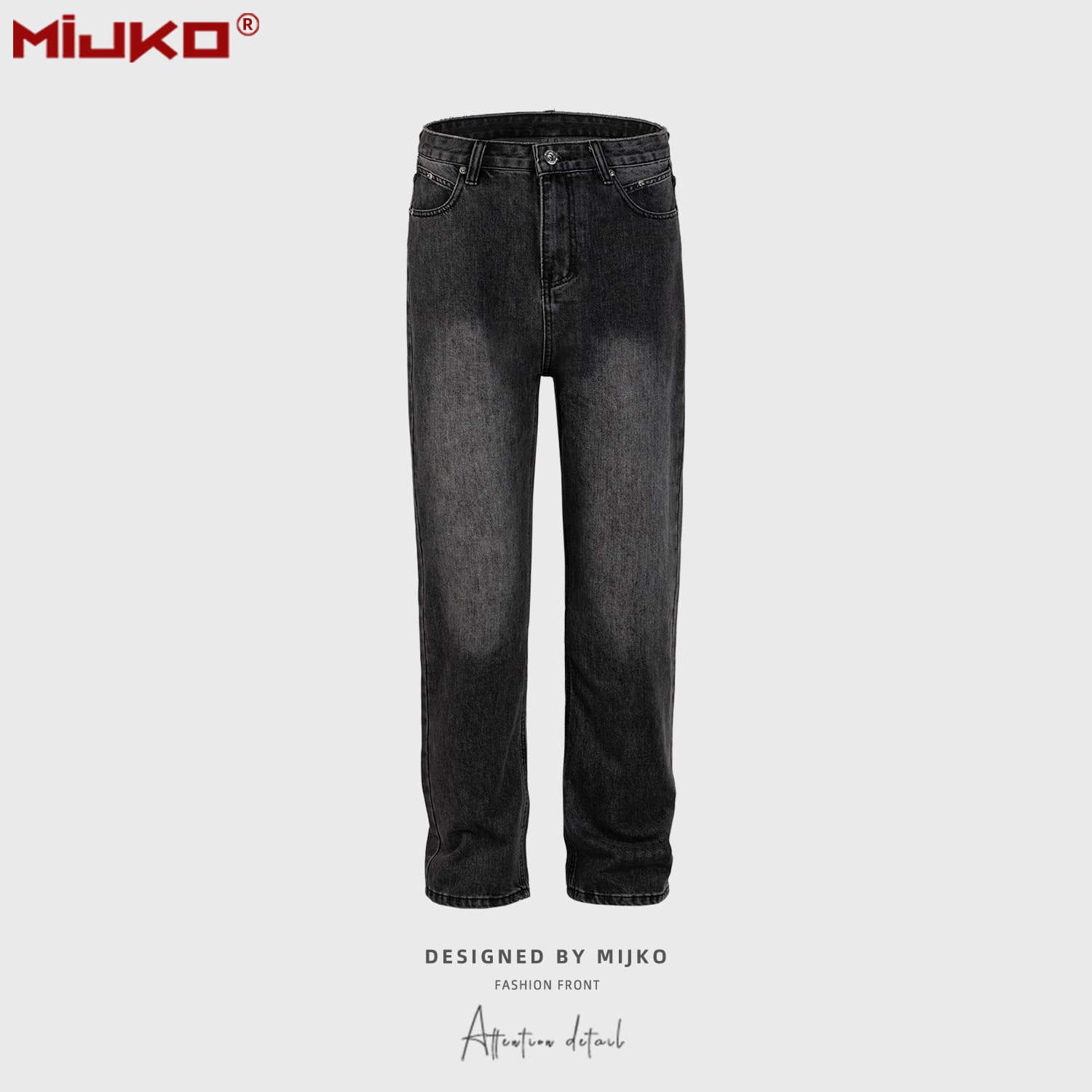 Man's clothing Men's and women's urban high street washed white trousers men's and women's slim straight leg black fashionable jeans