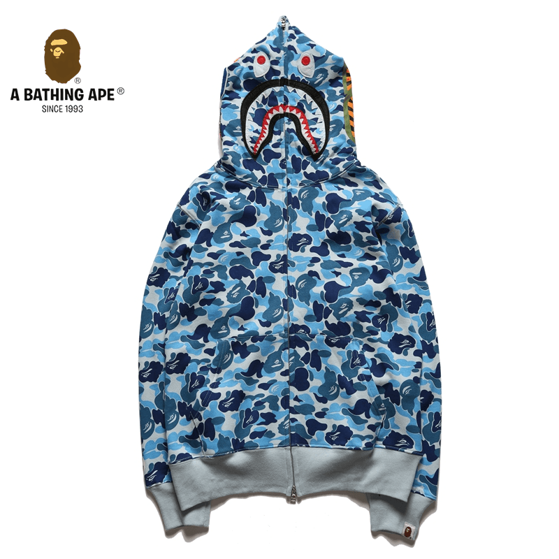 A BATHING APE ABC CAMO High Quality Pure Cotton Version SHARK FULL ZIP HOODIE MENS AND WOMEN