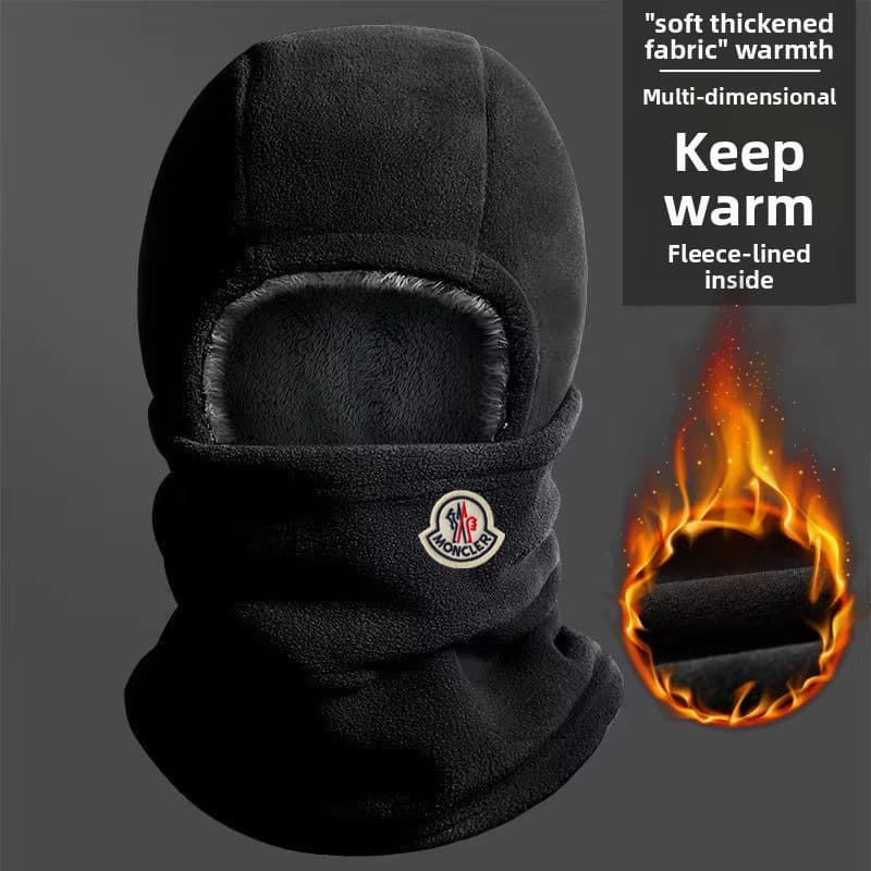 Bonnet de ski unisexe chaud d'hiver avec doublure polaire, cagoule épaisse tricotée pour l'extérieur, idéale pour le vélo, le ski et la randonn