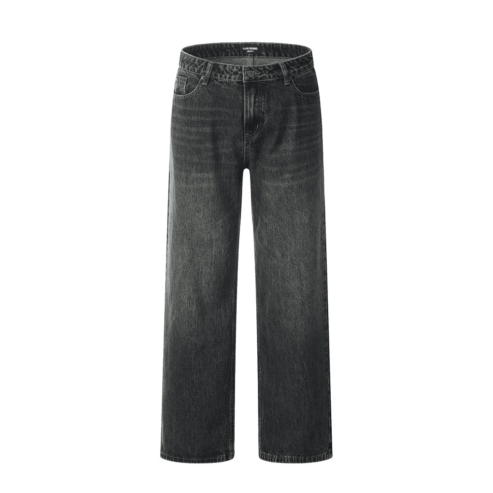 Men's Clothing 2025 Wash Water To Make Old Denim Straight Trousers Loose Casual Wide Legs