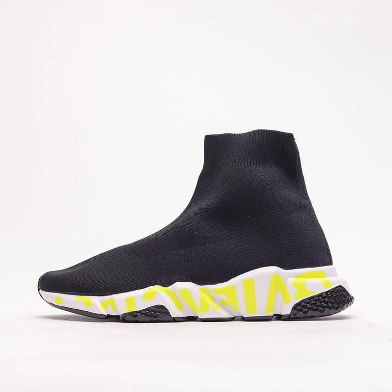 Chaussette Chaussures Hommes Femmes Graffiti Blanc Noir Rouge Beige Rose Semelle Transparente À Lacets Jaune Fluo Chaussettes Speed Runner Baskets P