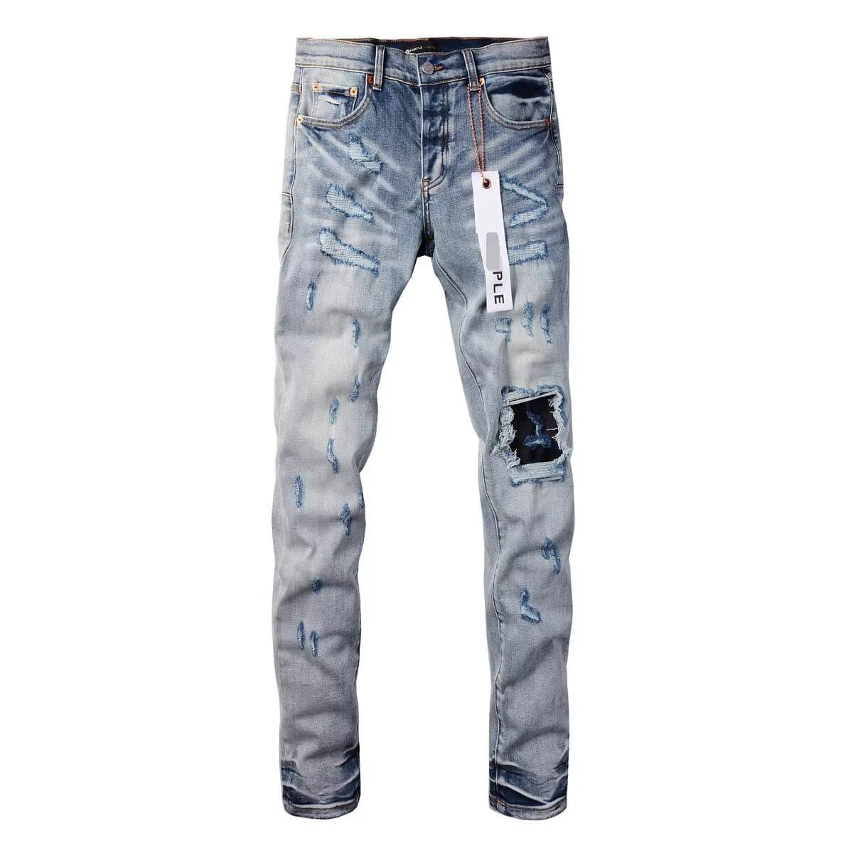 Jean slim pour homme avec écusson brodé, style décontracté et tendance, pantalon en coton déchiré