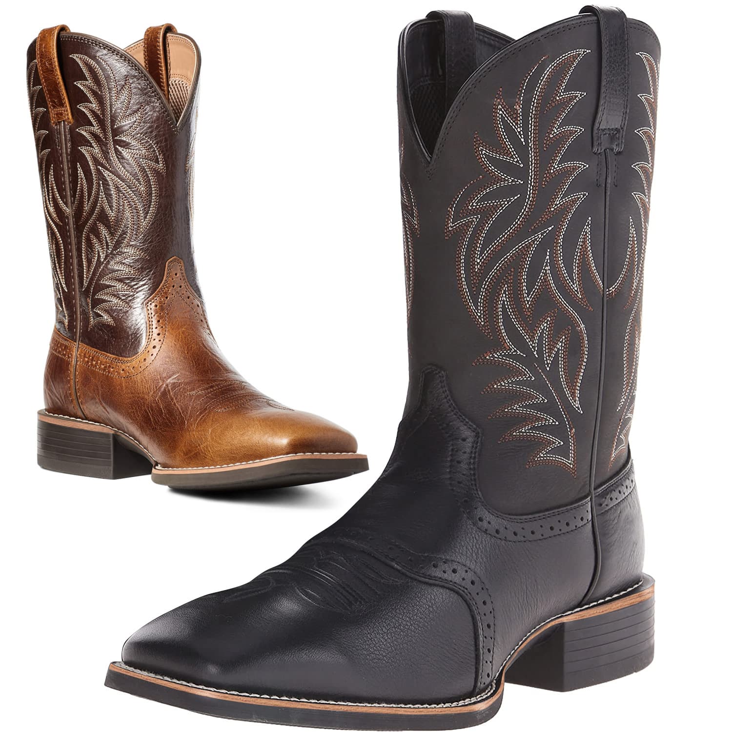 Men’s Shoes border high top embroidery retro carved stitching wide head western cowboy boots