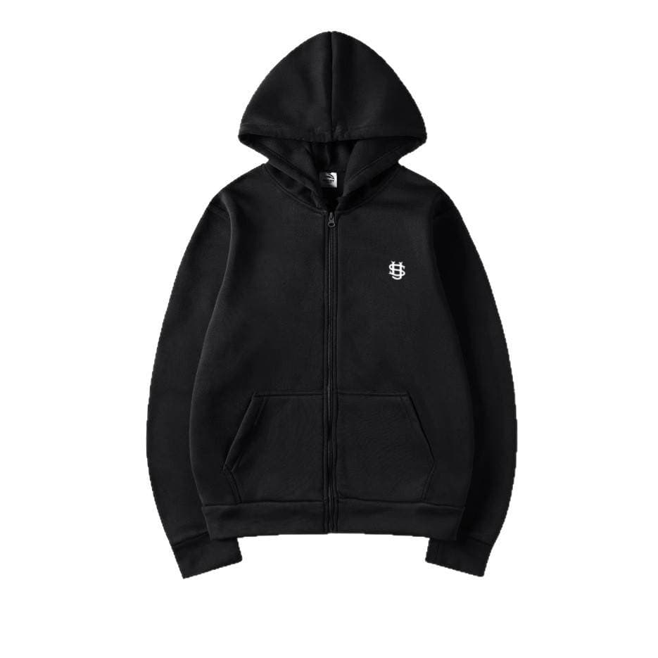 Men's High-Neck Zip Hoodie - 96% Polyester Blend Oversized Streetwear (Black/White/Gray/Pink/Red/Navy, S-XXXL)