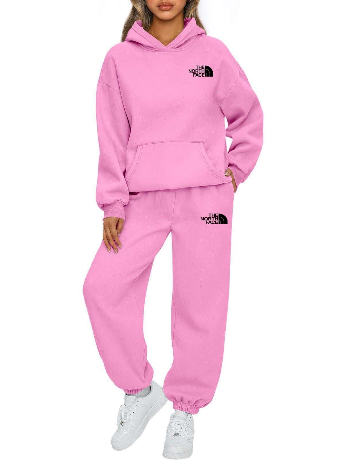 Ensemble deux pièces THE NORTH FACE pour femme : sweat-shirt à capuche ample, pantalon de jogging à manches longues, tenue de sport quotidienne