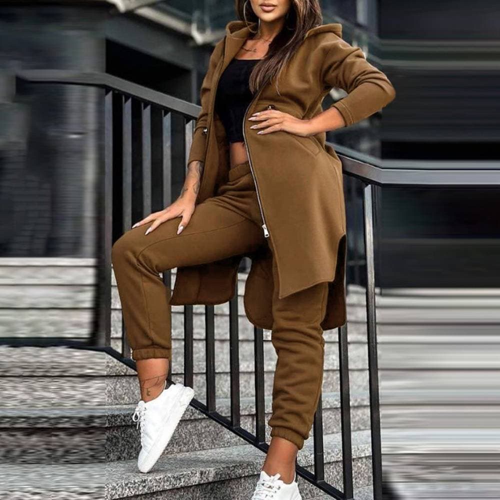 Women's Clothing new fashion casual fleece hooded sweater suit women's clothing