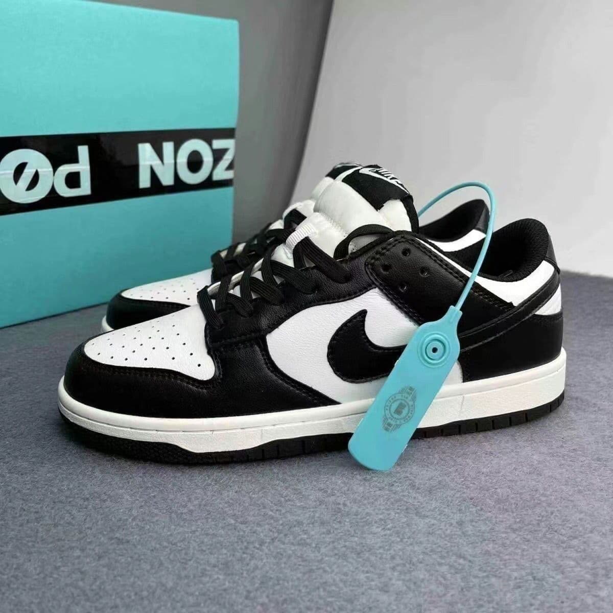 Chaussures de skate unisexes noires et blanches style campus, basses, tendance et polyvalentes, inspirées du panda et du campus.