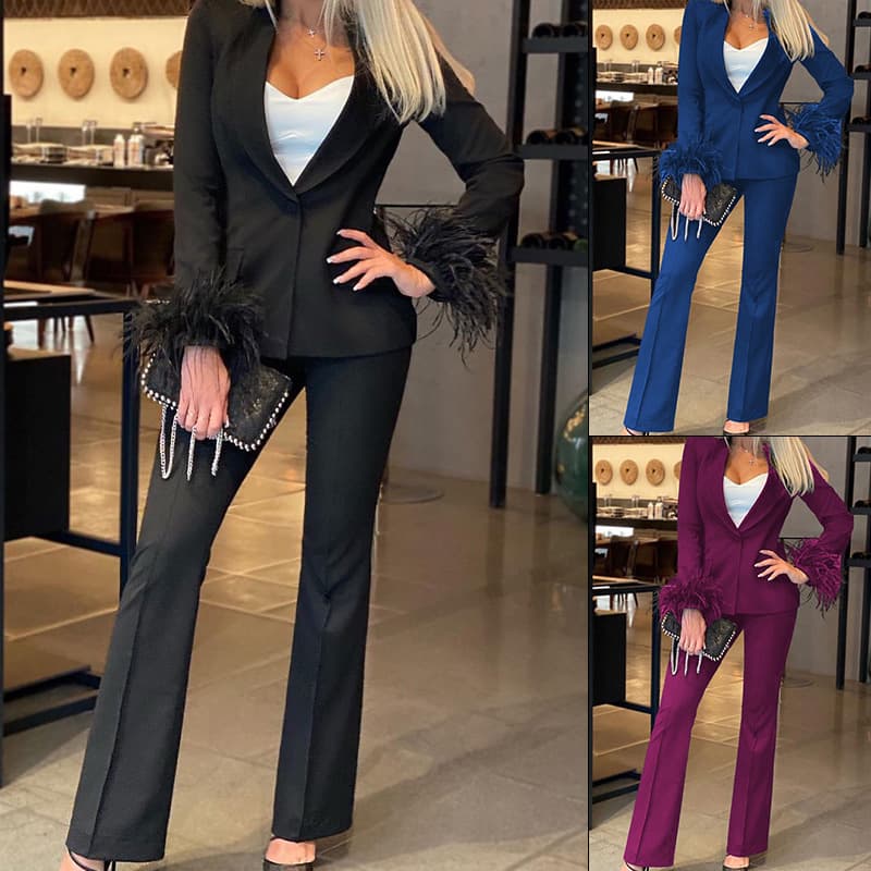 Women's Clothing Solid Color Long-sleeved Long Fashion Casual Temperament Suit
