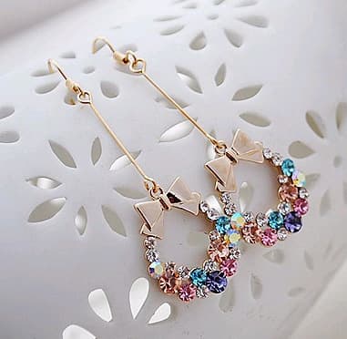 New Fashion Designer Jewelry Colorful Rhinestone Imitation Pearl Butterfly Bow Stud Earrings for Women Brincos