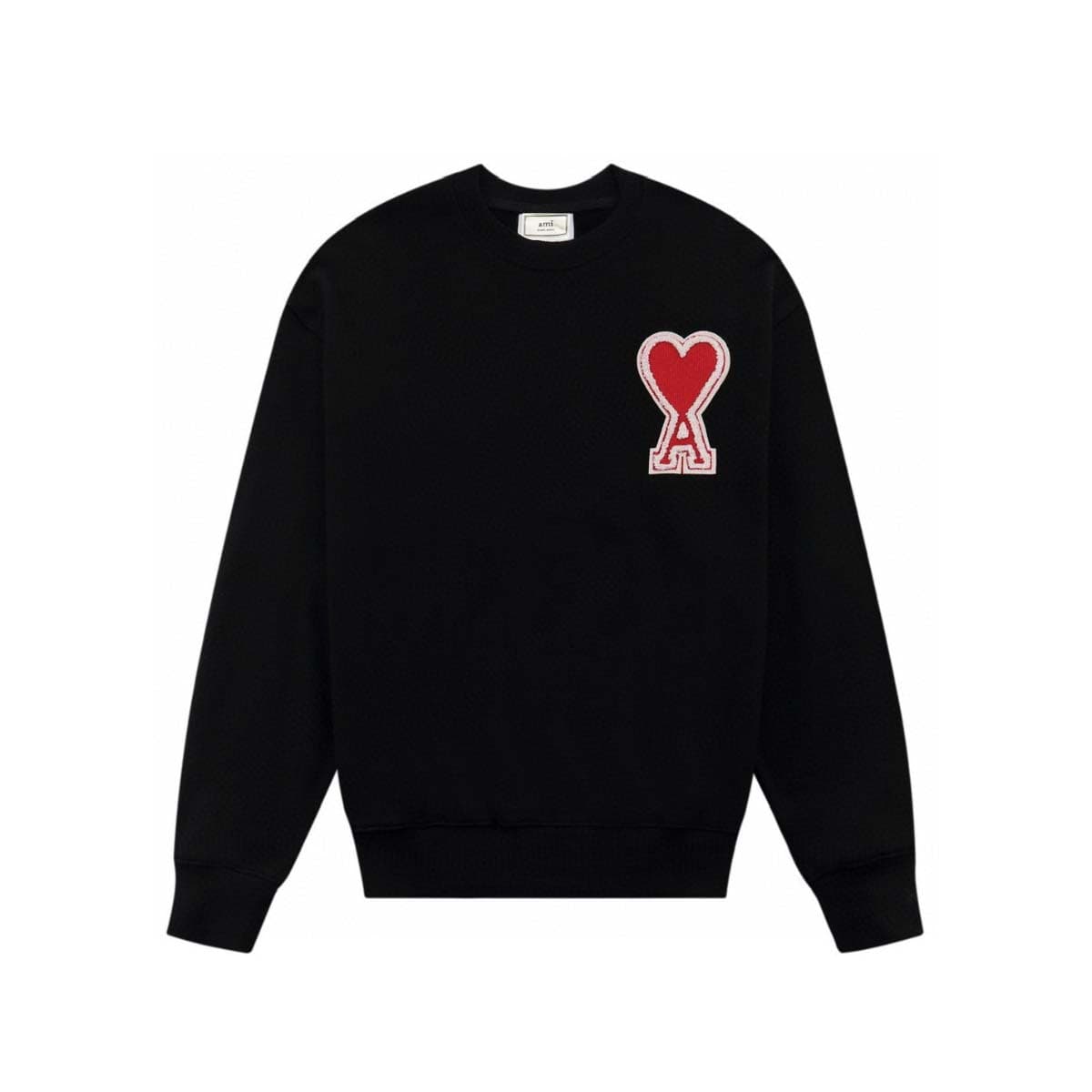 Sweat-shirt à col rond brodé AMI Heart A pour femme, manches longues, style décontracté