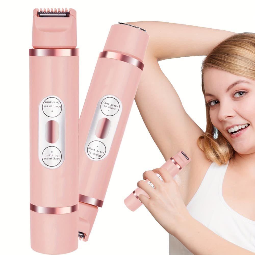 Womens Electric Hair Trimmer Dual Head Shaver For Bikini Body Hair Removal With Cordless Design