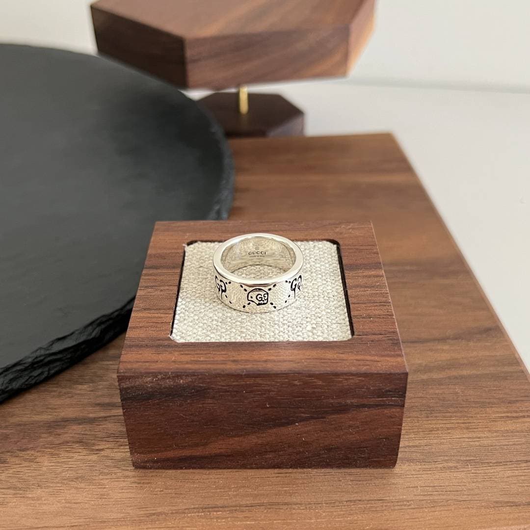 Bague en argent de marque de luxe Gucci2 Ghost pour hommes et femmes