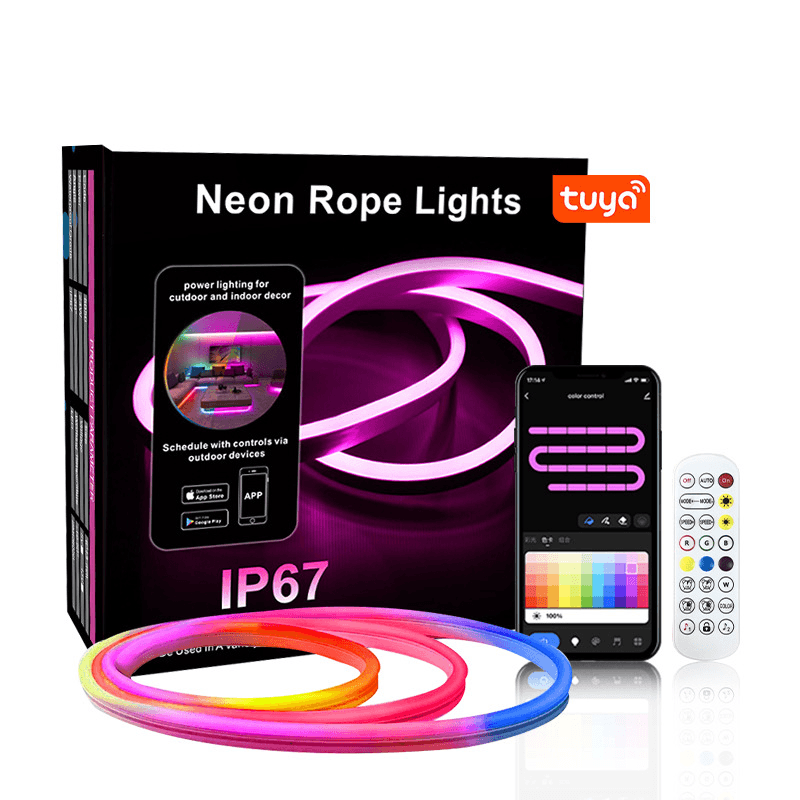 Home Furniture Tuya Wifi Silicone Flexible Fantasy Neon Light With Bluetooth Voice Control Running Water Atmosphere Light 10 Meters