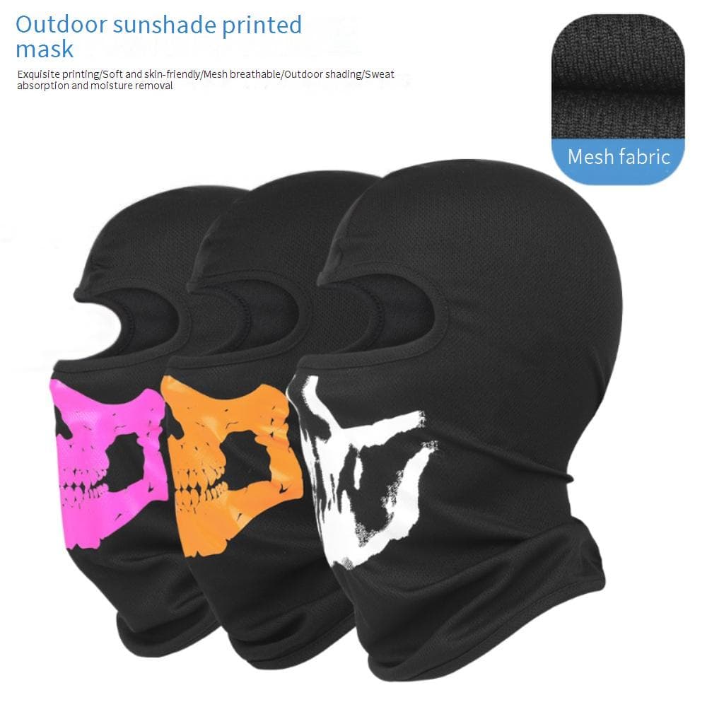 Skull Print Motorcycle Balaclava - Lightweight Polyester Helmet Liner For Men & Women - Breathable Riding Face Mask For All Seasons (6 Color Options)
