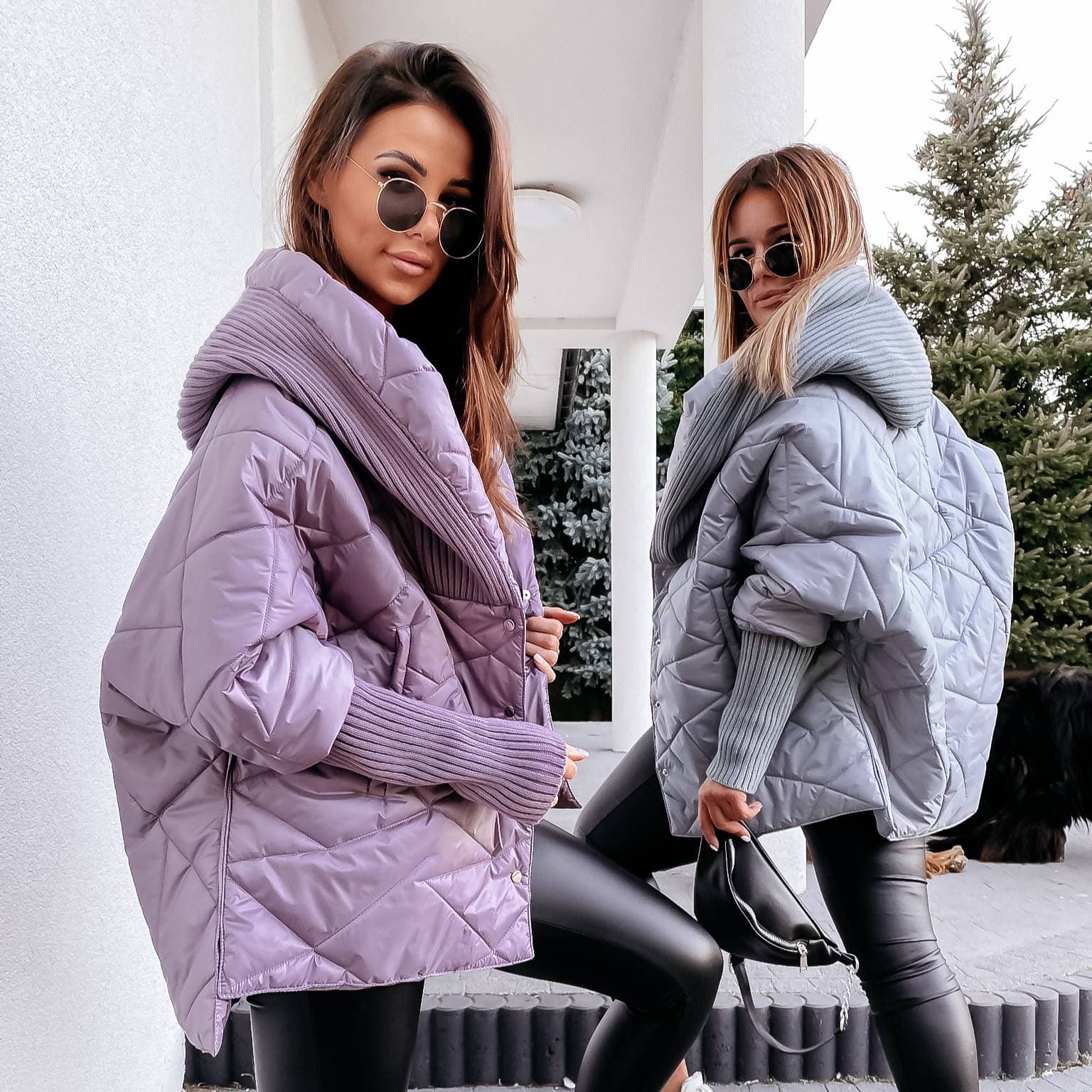 ​​Women’s Diamond Quilted Puffer Jacket – Stylish Short Coat With Zip Closure (Gray, Coffee, Pink, Black, XS-XXXL)​​