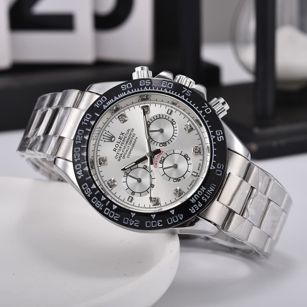 Montre de luxe pour homme Rolex, style business, à six aiguilles et cadran classique à trois sous-cadrans.