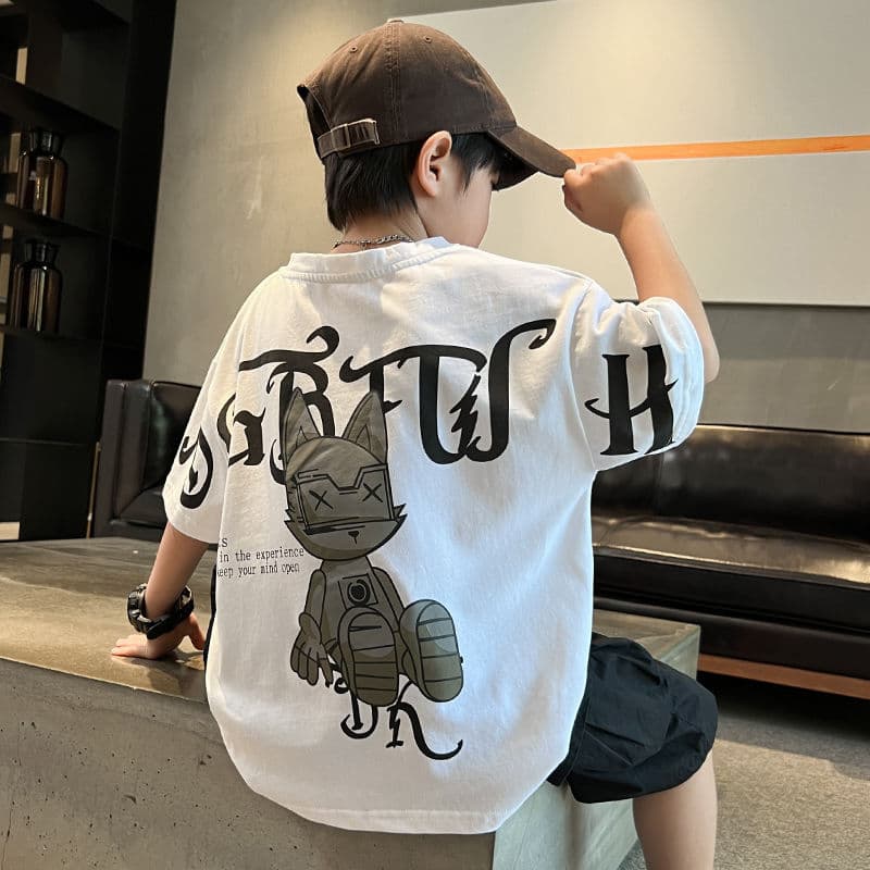 Trendy Brand Short T-shirt Thin 2024 New Popular Children's Summer Dress Half sleeved Boys' Top Fashionable