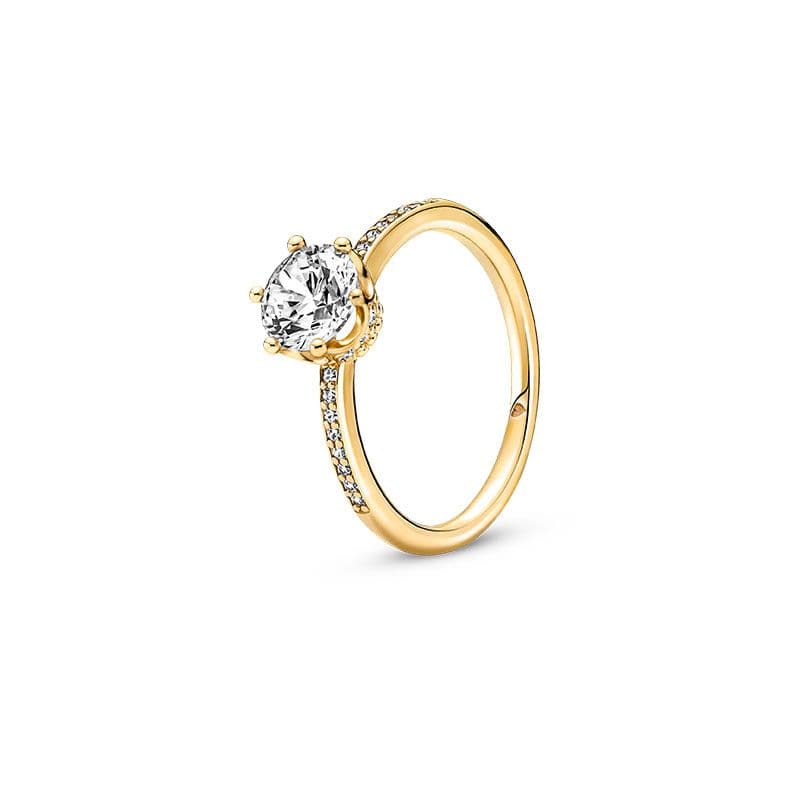Pan Shining Crown Transparent Single Stone Ring 168289C01, Give To Girlfriend High Grade
