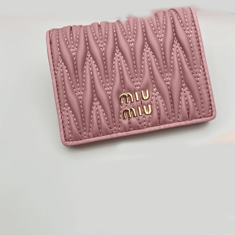 Portefeuille simple à compartiments multiples pour femme, couleur unie, style à carreaux, monogrammé