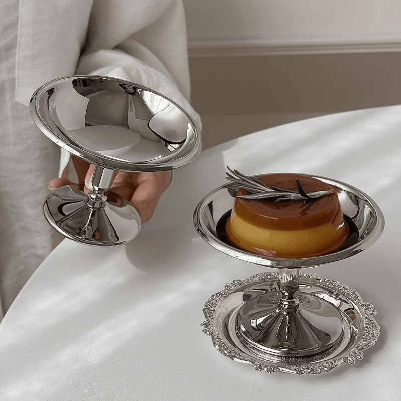Vintage Stainless Steel High Footed Dessert Cup, Ice Cream Pudding, Custard Bowl, Ins Style Ice Cream Cup