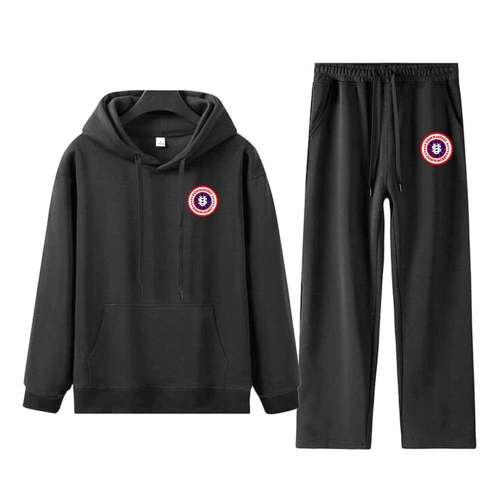 Ensemble sweat à capuche et jogging en polaire 300 g/m2 pour homme - Vêtements streetwear épais avec broderie carte des États-Unis, tenue décontractée pour jeunes