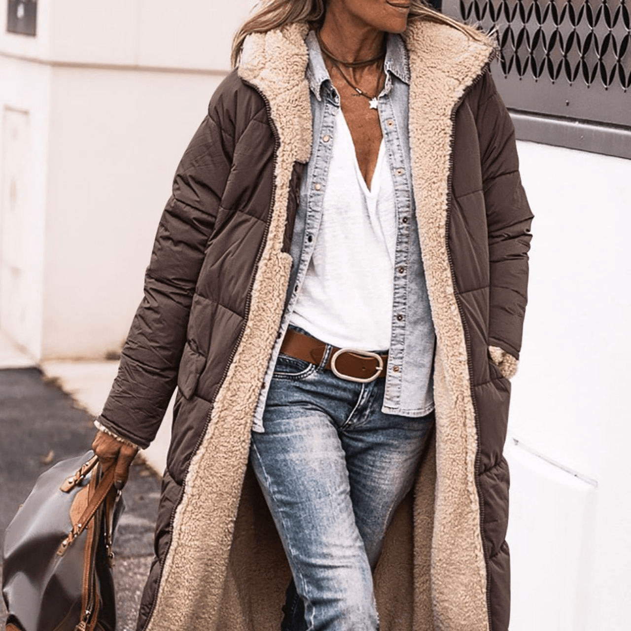 Women's Clothing solid color hooded cotton coat long-sleeved reversible slim-fitting cardigan jacket top