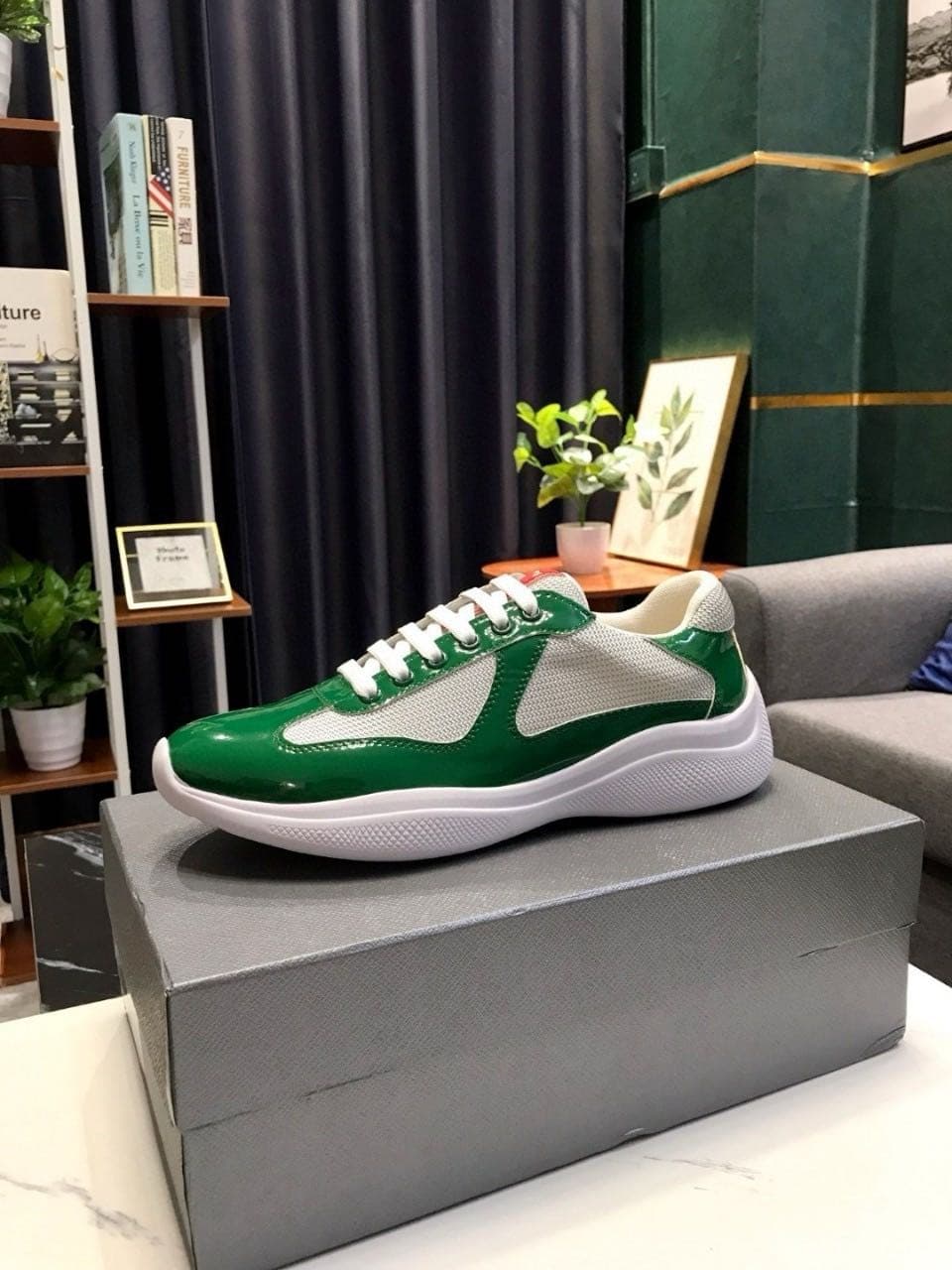 Baskets en cuir, chaussures plates vernies noires et bleues en nylon et maille, chaussures décontractées 888