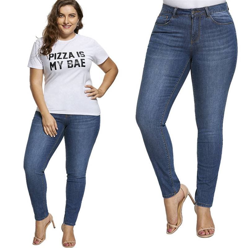 Extra Large Size Fashionable High Elastic Denim Pencil Pants For Women