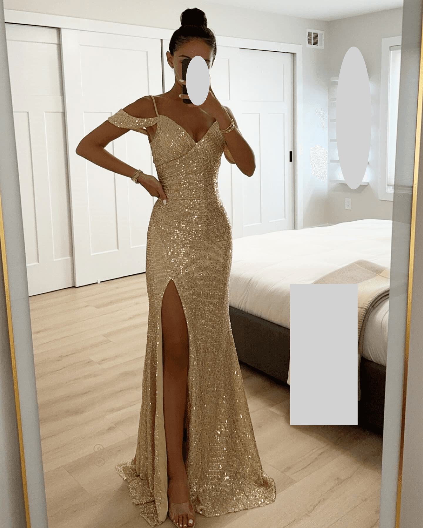 Women's Clothing spring and autumn new suspender sequin slit dress INS casual loose party dress
