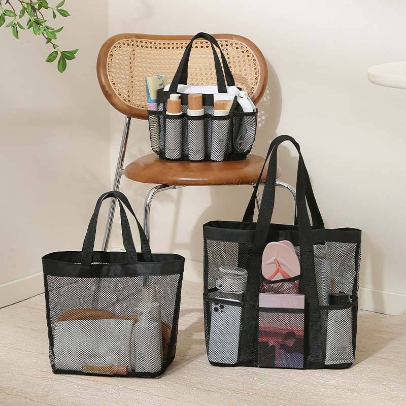 Foldable Mesh Beach Bag - Large Capacity Waterproof Tote For Swimming Gym & Travel Portable Carryall With Handles​