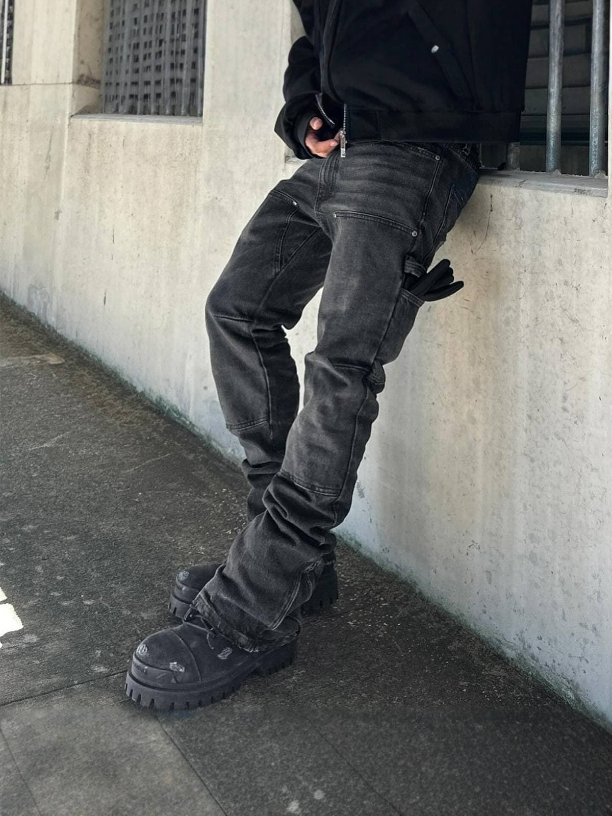 Men's Clothing High-street Black Fashion Trendy Men's Jeans, Slim Fit, Stretch Design.