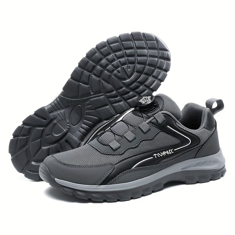 Men's Quick-Lock Casual Shoes – Breathable Mesh & PU Upper With MD Sole For Outdoor & Daily Wear