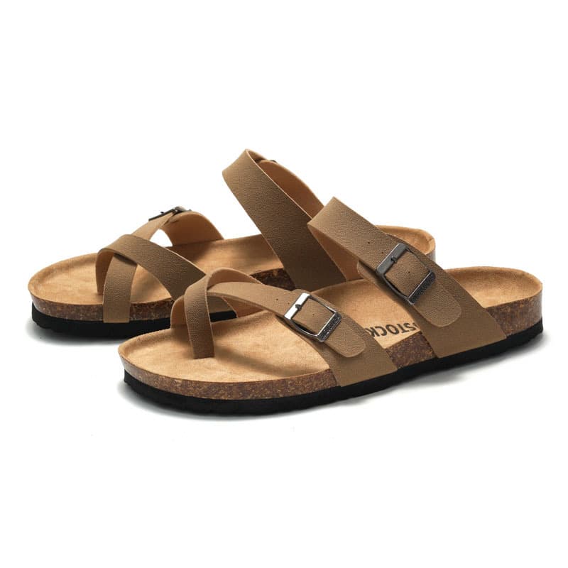 Ruixu New Fall Summer Women's Soft Wood Slippers Trendy Men's Flip Flops Couple Beach Shoes Water Squeeze Outer Wear