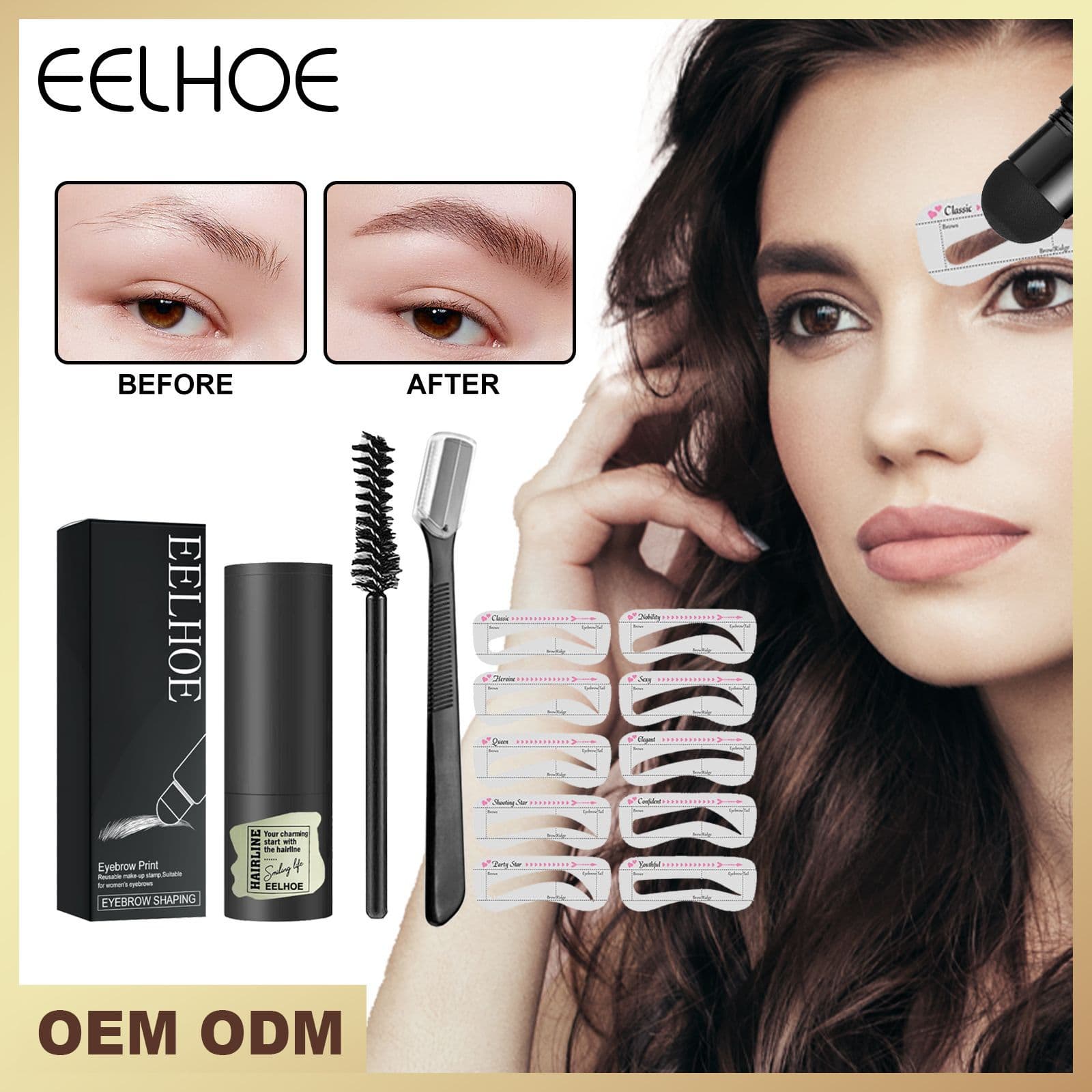 Print Set Hair Line Pink Lazy People Natural Makeup Does Not Faint Fast Eyebrow Card