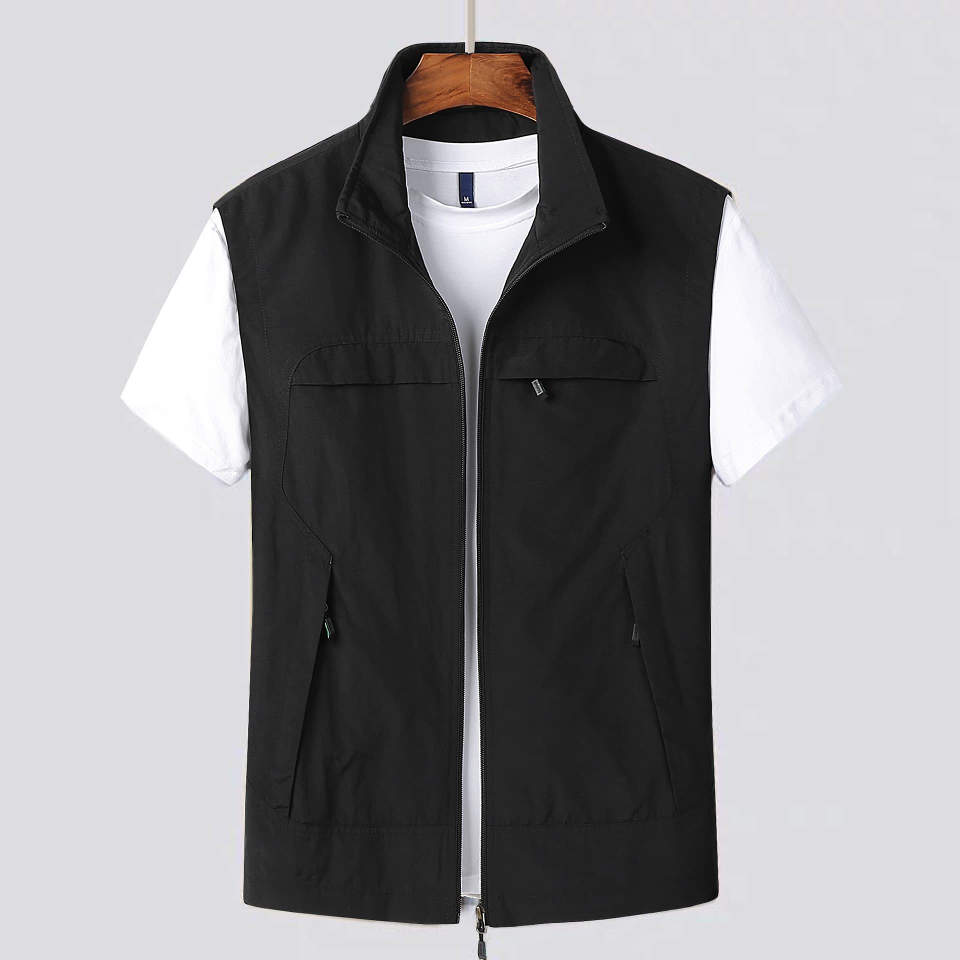 Gilet de pêche pour homme à séchage rapide avec de multiples poches - Veste sans manches légère en nylon pour les activités de plein air et les