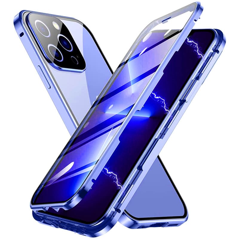 Double Sided Magnetic Adsorption Metal Bumper Glass Case For iPhone 15 14 13 12 11 Pro Max 12Mini 13Mini 14Plus 15Plus XS XR X 8 7 6 Plus SE3 Cover