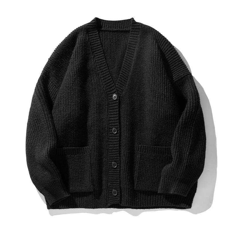 Men's Clothing Thick needle heavy texture cardigan sweater men's versatile simple solid color sweater coat
