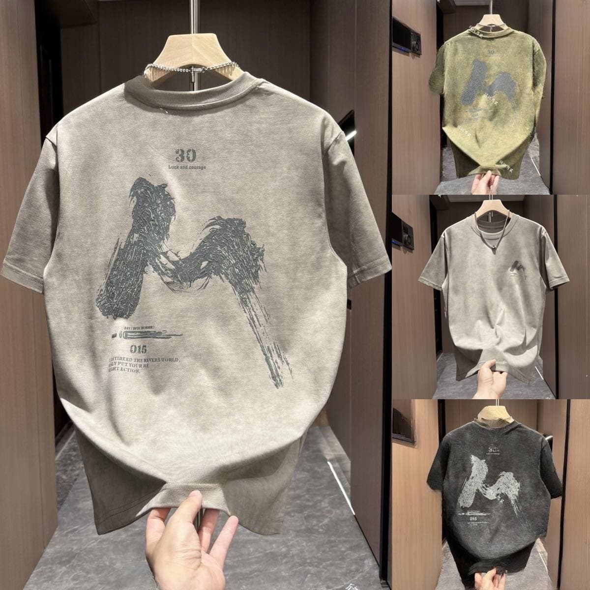 Men's Slim Fit Tie Dye T-Shirt Summer Retro Washed Crew Neck Short Sleeve Trendy Casual Top With Letter Print