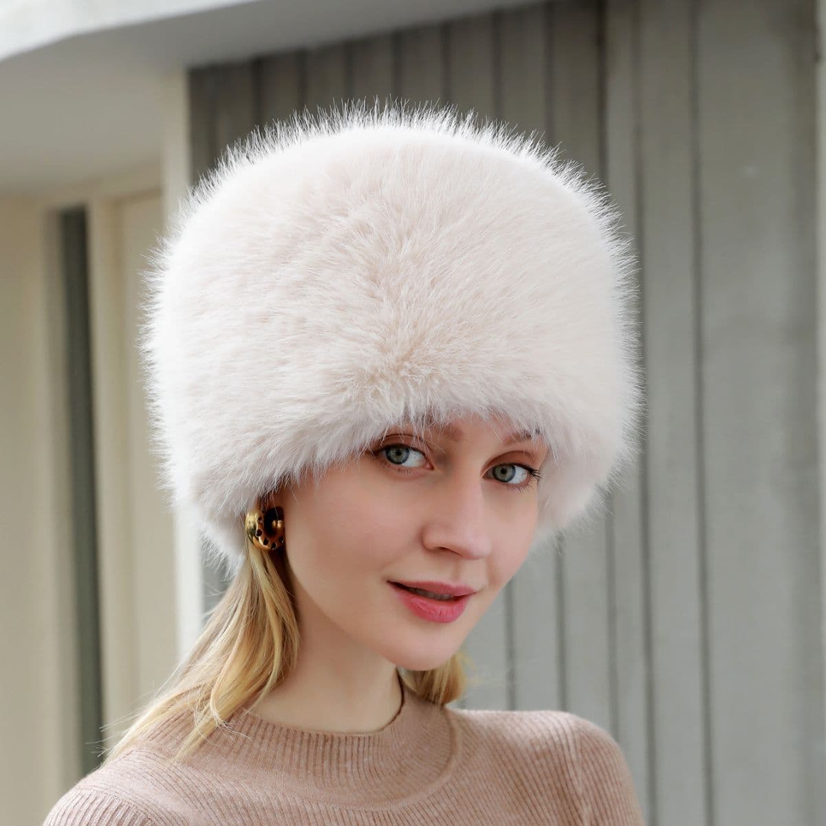 New Fox Fur Grass Autumn Winter Warm Pot Ear Protection Sweet and Fashionable Korean Edition Trendy Women's Outdoor Hat