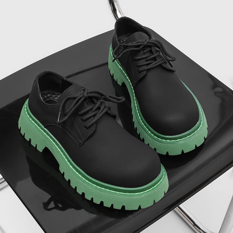 2025 Niche Shoe Design Ins Style Casual Leather Shoes With Increased Height And Thick Sole Mickey Big Toe Derby Shoes