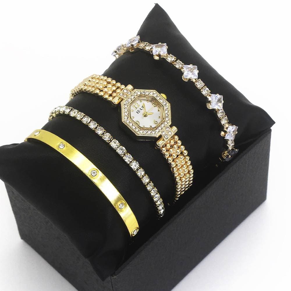 Women's Octagon Watch Set – Fashion Quartz Wristwatch With Bracelet (Elegant Gift Box)​