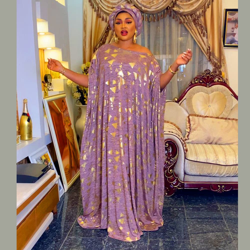Women's Clothing ethnic style big swing dress gold stamped robe