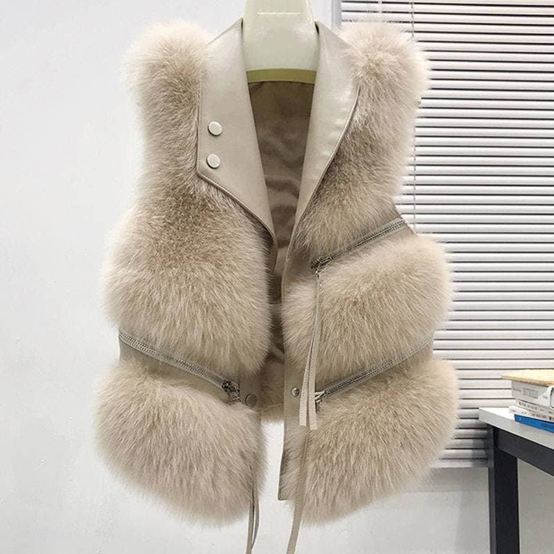 Women's Clothing fur vest women's short coat slim fit fashionable splicing fox fur