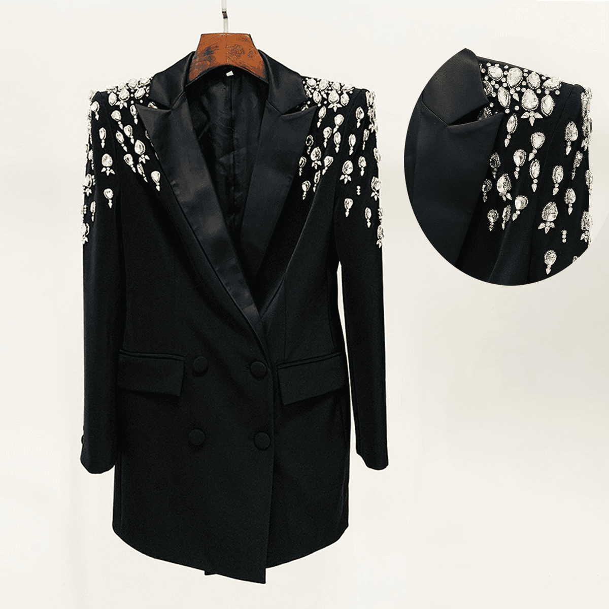 Women's Fashion Beaded And Diamond-studded Slim-fit Suit Jacket