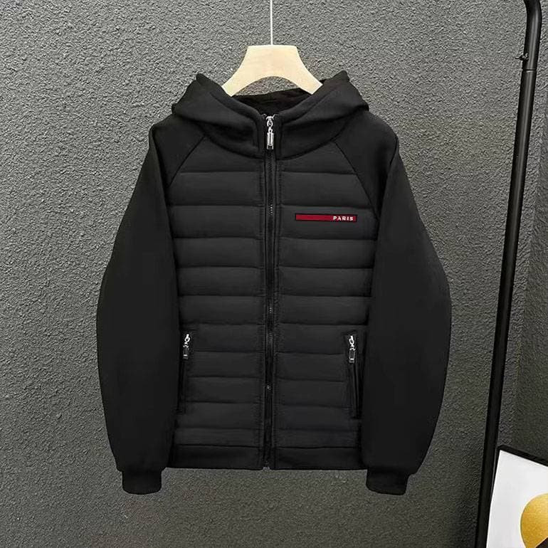 Doudoune légère à capuche pour homme – Manteau streetwear à imprimé logo minimaliste, vêtement d'extérieur urbain toutes saisons